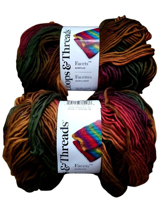Loops & Threads Other - 2 Skeins of Loops & Threads Facets Autumn Multicolor 100% Acrylic Yarn Medium 4